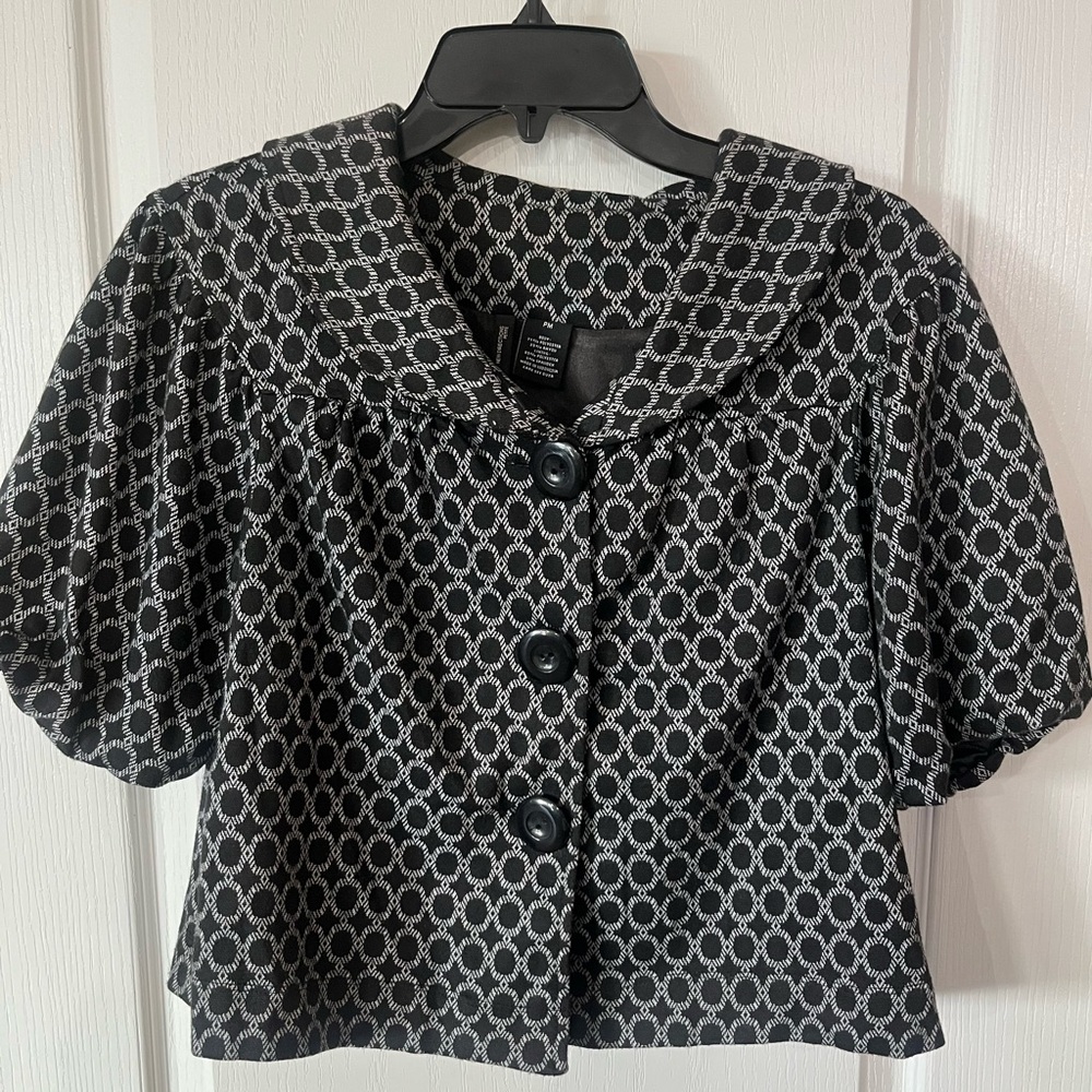 Cropped puff sleeve short sleeve jacket